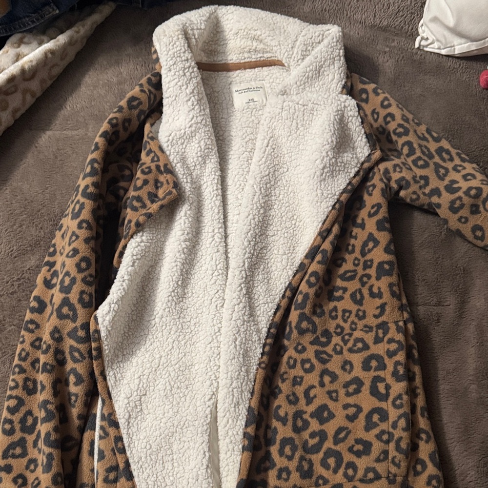 Print Sherpa Lined Long Sweater